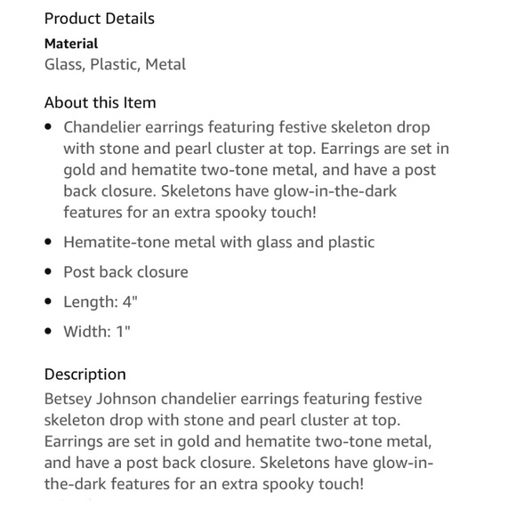 ‼️ LAST PAIR ✨HP✨ $58 Betsey Johnson Glow In the Dark Skeleton Drop Earrings - Picture 3 of 8